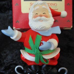 NIB Vintage 1988 Hallmark Handcrafted Ornament "Soft Landing" Santa Figure